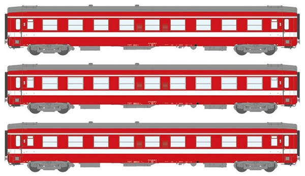 REE Modeles VB-105 - French Le Capitol set of 3 UIC CARS (3 x A9) Red, Era IV